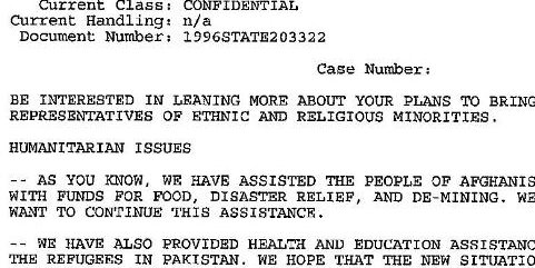 سند وزارت خارجه امریکا در مورد همکاری و معامله با طالبان